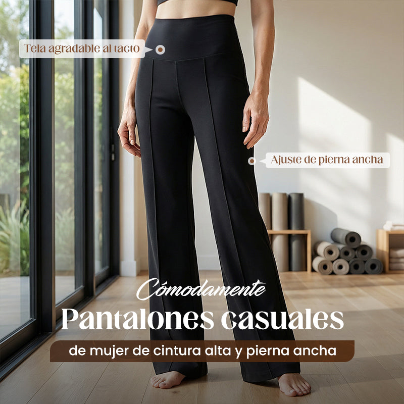 Pantalón Casual Mujer Cintura Alta Pierna Ancha