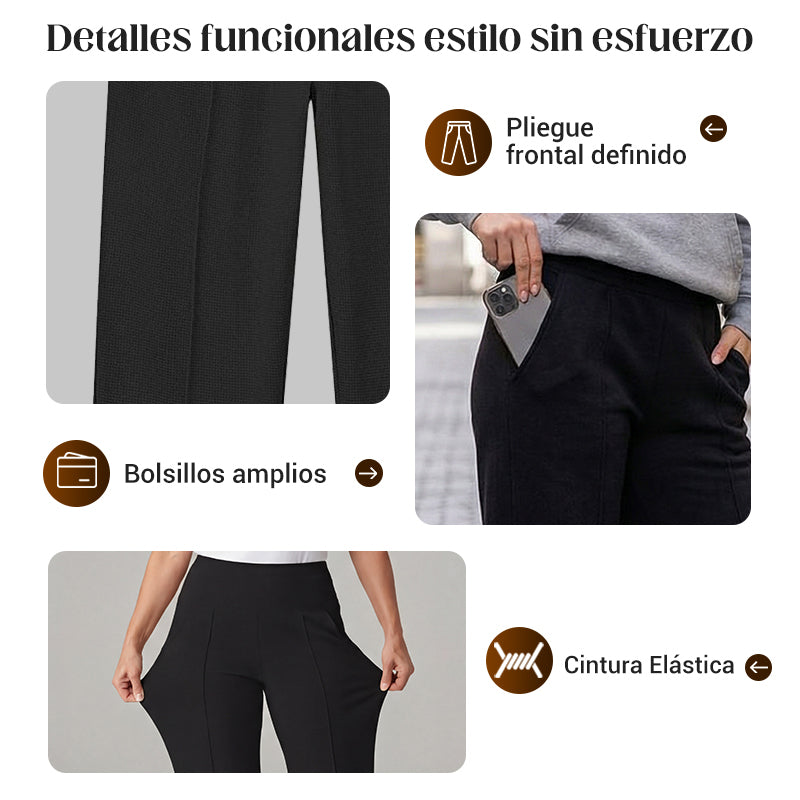 Pantalón Casual Mujer Cintura Alta Pierna Ancha