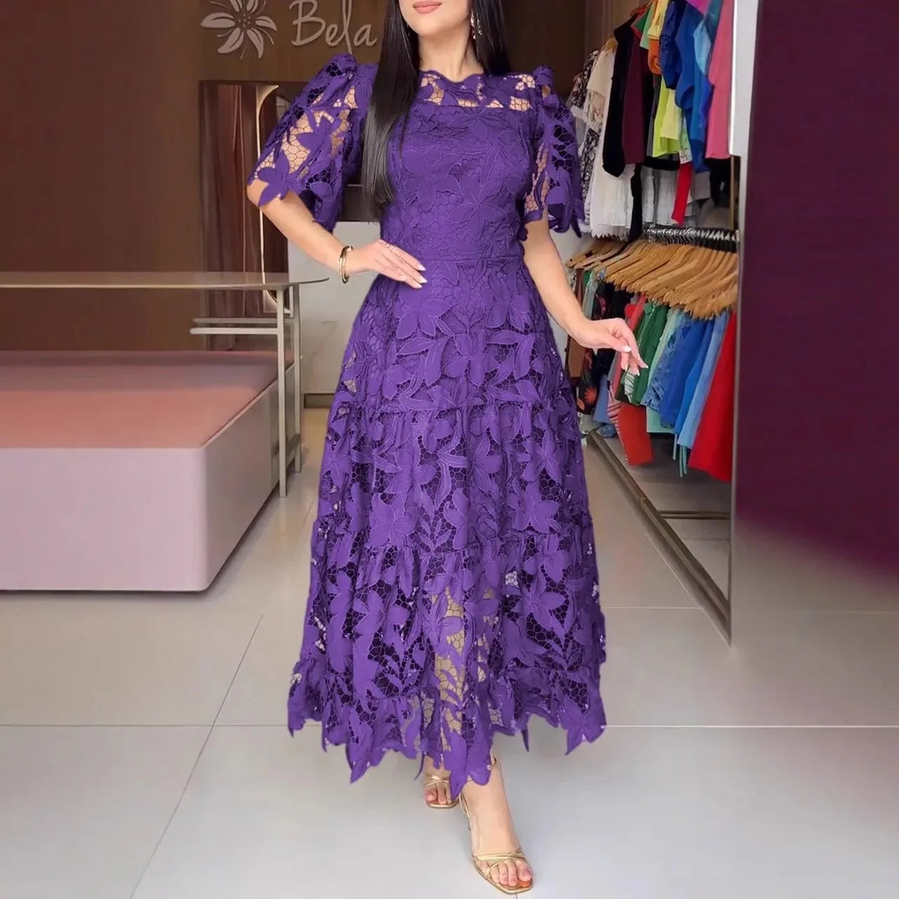Vestido Femenino Encaje Anaju — Delicado