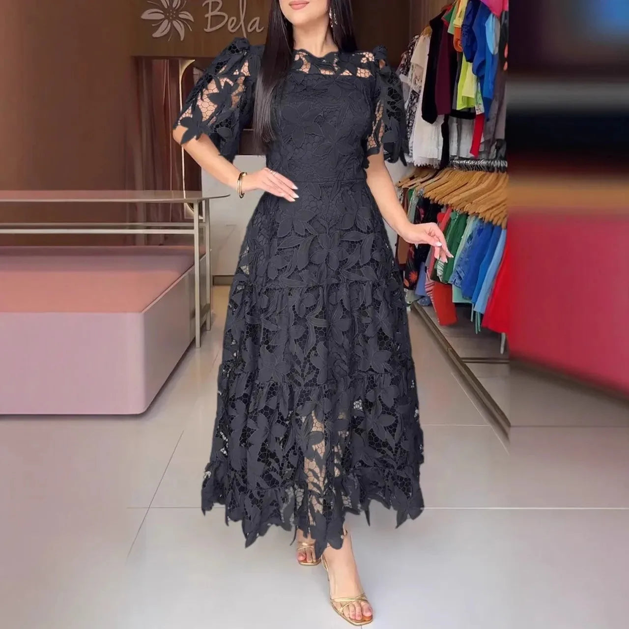 Vestido Femenino Encaje Anaju — Delicado