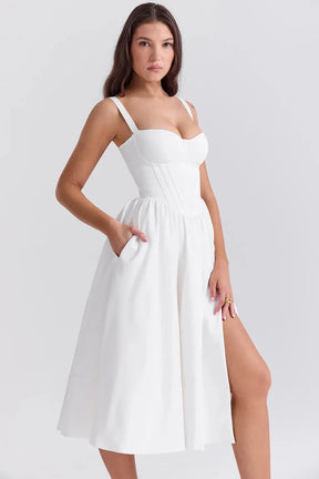 Vestido Midi Moldeador Blanco Aghata