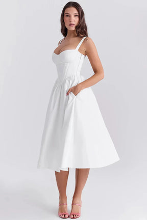Vestido Midi Moldeador Blanco Aghata
