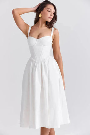 Vestido Midi Moldeador Blanco Aghata