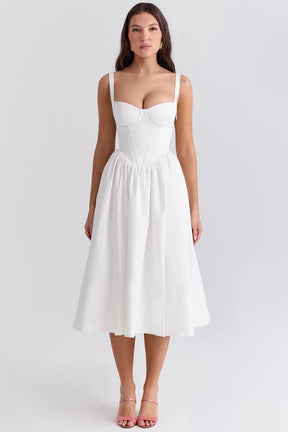 Vestido Midi Moldeador Blanco Aghata
