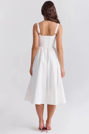 Vestido Midi Moldeador Blanco Aghata