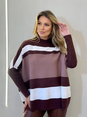 Conjunto Poncho Rayas y Legging Aterciopelada