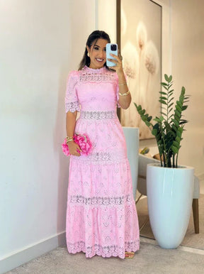 Vestido Laise con Guipur — Artesanal