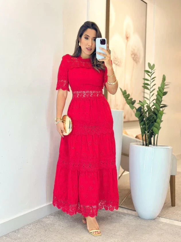Vestido Laise con Guipur — Artesanal